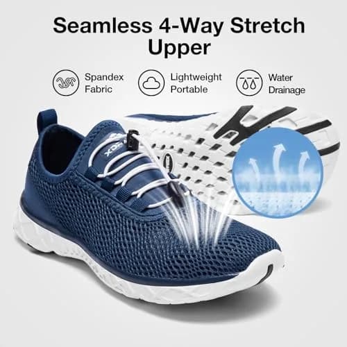 ALEADER Xdrain Water Shoes for Men, Quick-Dry Beach Aqua Hiking Pool Swim Shoes, Water Sneakers Navy Size 8.5 (268 ml) thumbnail 2