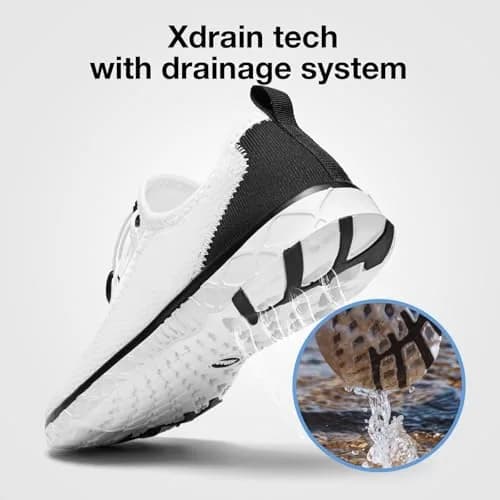 ALEADER Mens Xdrain Water Shoes, White/Black Size 8.5 (26.0cm) | Quick-Dry Beach Aqua Hiking Pool Swim Sneakers thumbnail 3
