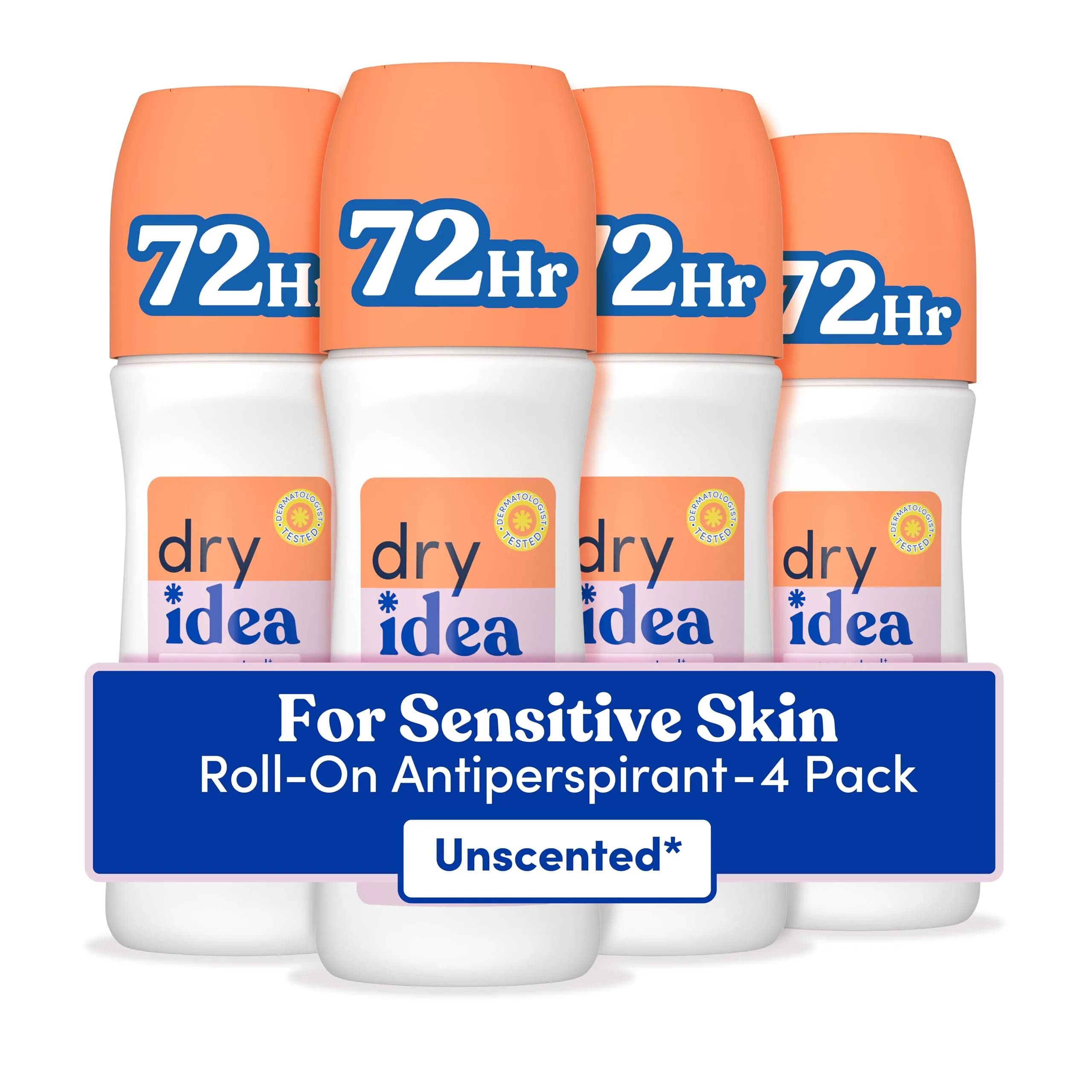Dry Idea Unscented Roll-On Deodorant & Antiperspirant for Women 96ml (3.25 Fl Oz) | 72-Hour Odor Protection — Unscented / 3.25 Fl Oz