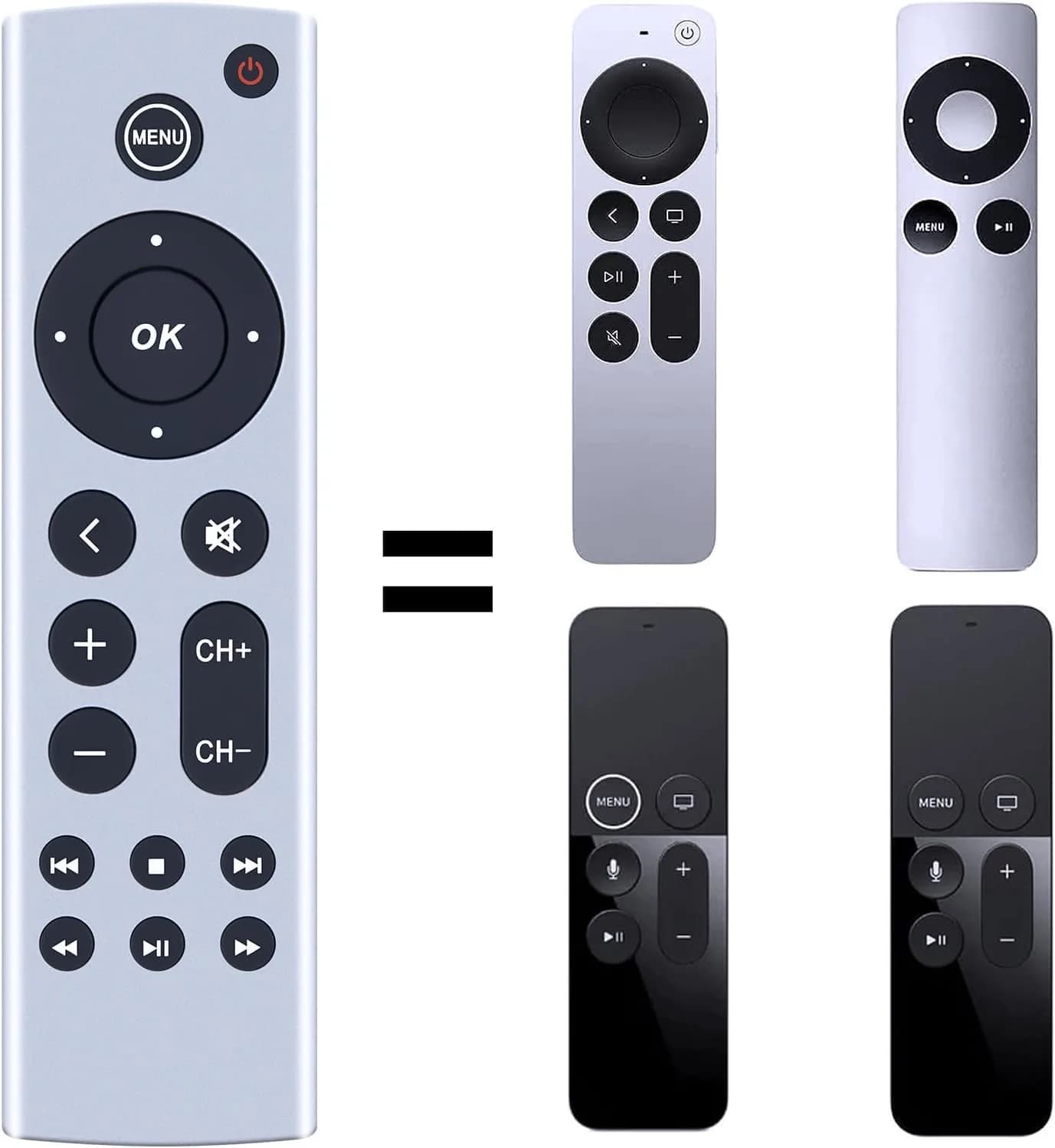 PZL Universal Replacement Remote Control for Apple TV 4K/HD (White) | Infrared Control, No Setup Required — Universal for Apple TV(White)