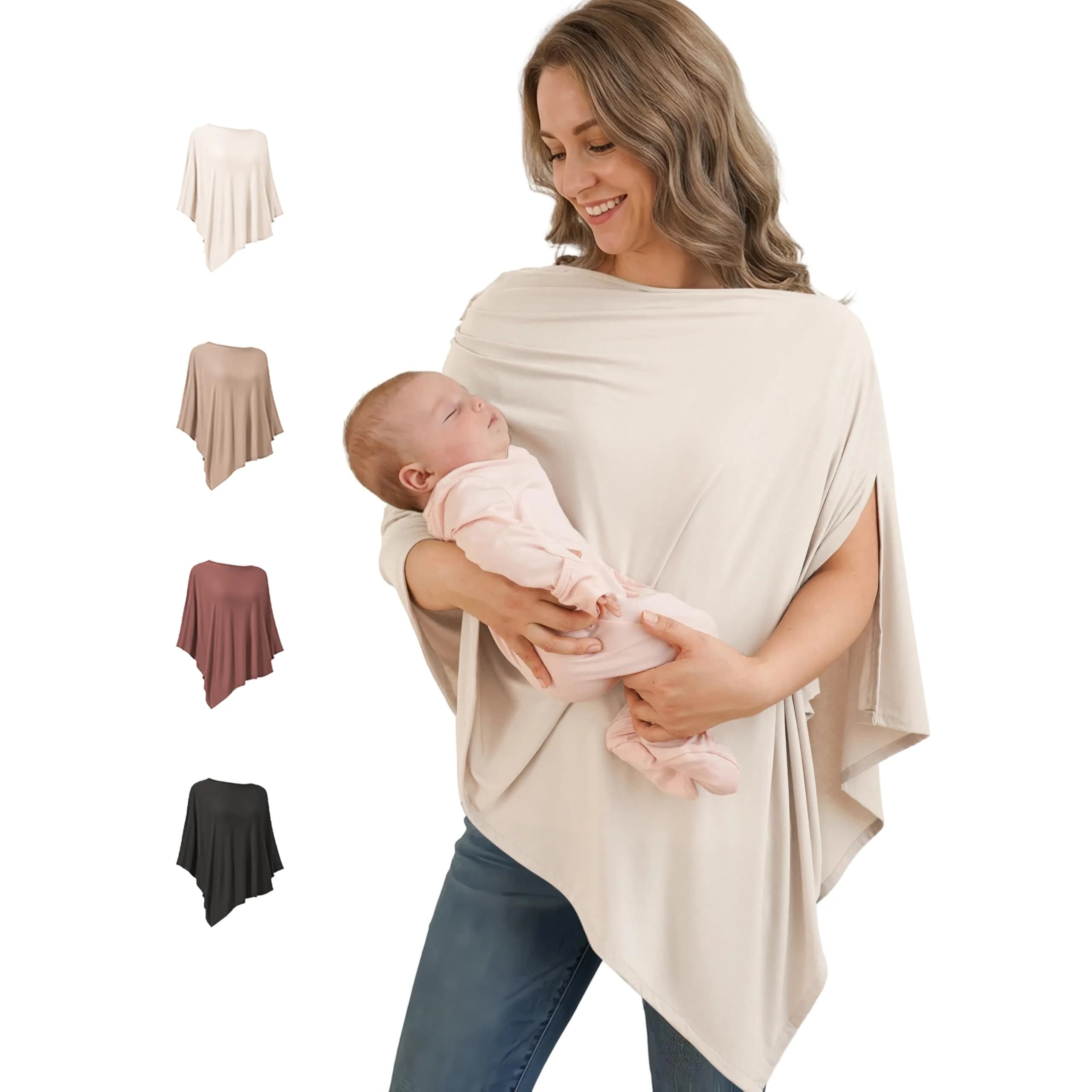 Konssy Rayon Made from Bamboo Nursing Cover Blush Beige | 95% Rayon 5% Spandex Blend | 360° Full Privacy - main product image