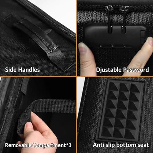 onvvippiv Large Vinyl Record Storage Box Fireproof Waterproof with Lock | 13"x13"x13" | Holds 100+ Records thumbnail 9