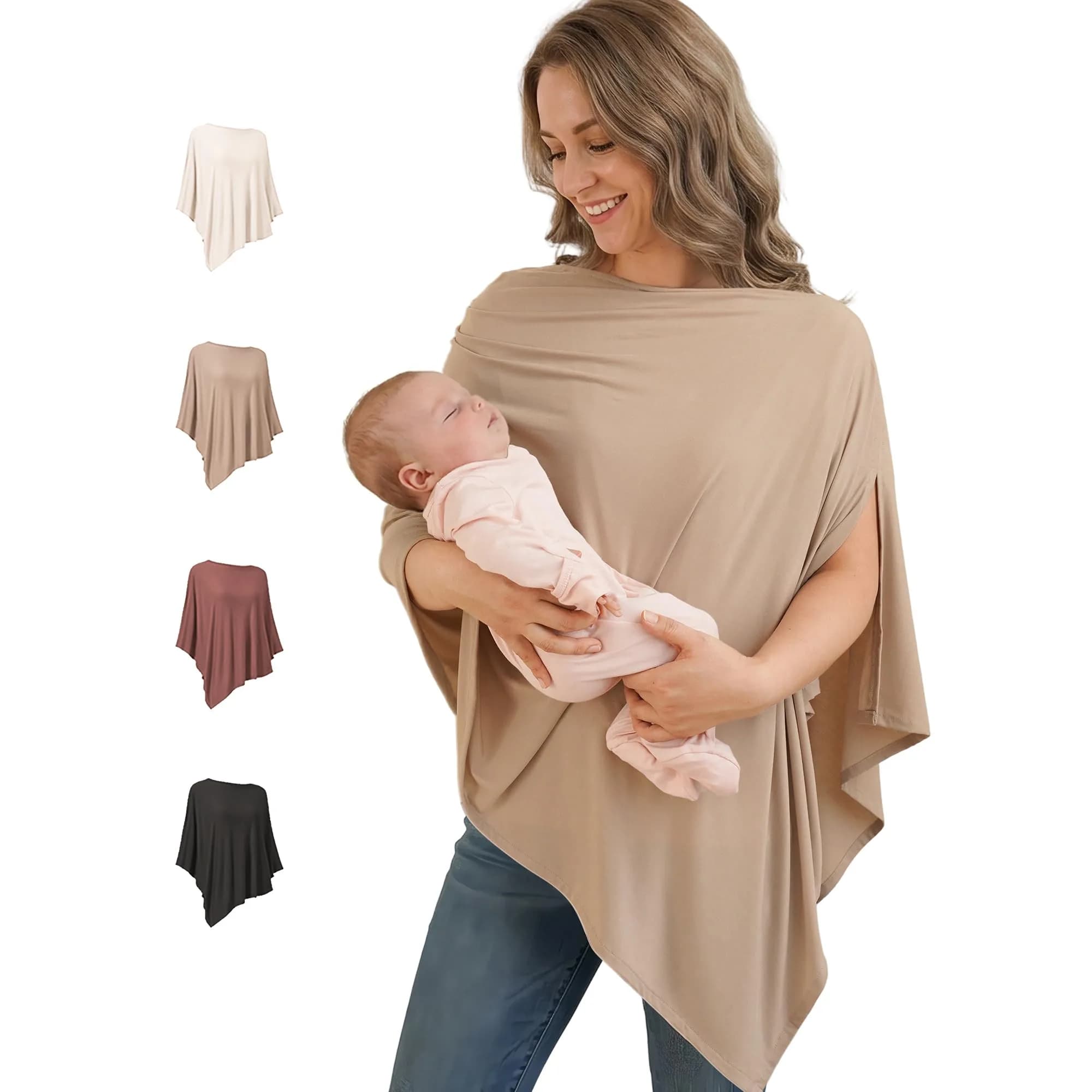 Konssy Rayon Made from Bamboo Nursing Cover for Breastfeeding, 156 g (5.5 oz) | Breathable & Stretchy for 360° Privacy — Clay