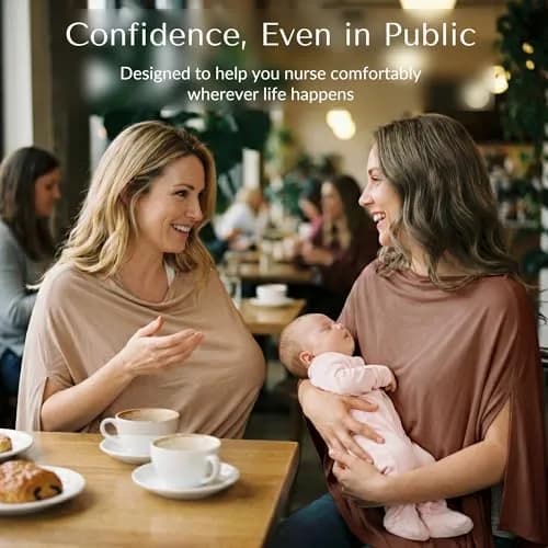 Konssy Rayon Made from Bamboo Nursing Cover for Breastfeeding, Clay, 1 Unit | Soft, Breathable, and Stretchy Poncho for Privacy thumbnail 6