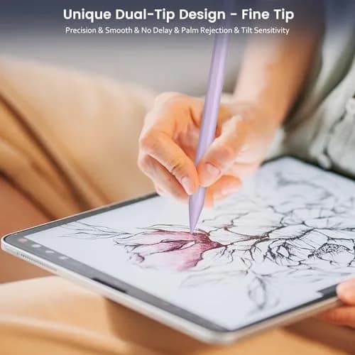 STYLUSHOME Active Stylus Pen for iPad, 165mm (6.5in) with 13-Min Fast Charge & Tilt Sensitivity | Precision Fine Tip & Rubber Tip thumbnail 3