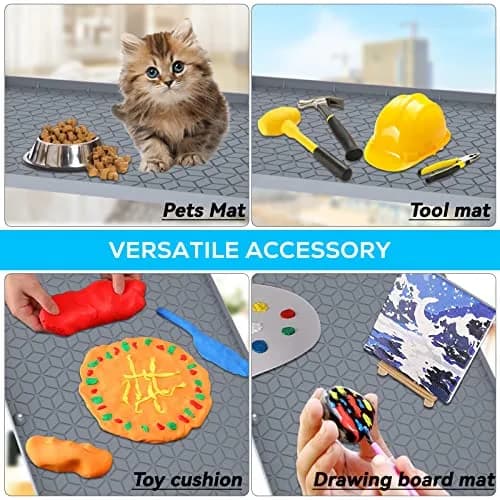 MIFADFAO Under Sink Mat 86cm x 56cm (34"x22") | Waterproof Silicone Liner with Drain Hole for Kitchen Cabinets & Counters thumbnail 5
