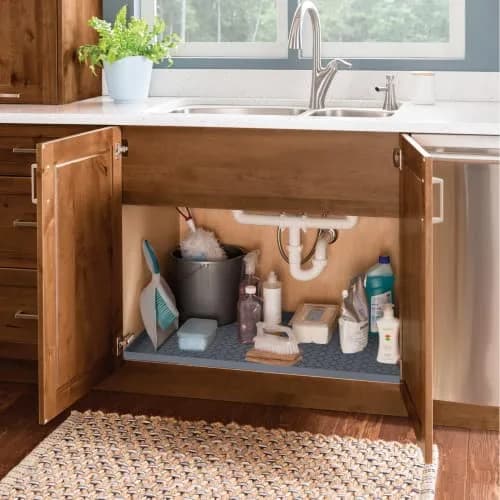 MIFADFAO Under Sink Mat 86cm x 56cm (34"x22") | Waterproof Silicone Liner with Drain Hole for Kitchen Cabinets & Counters thumbnail 7