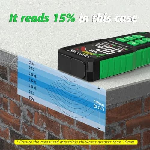 RDINSCOS Pinless Moisture Meter for Wall, Wood, Concrete & Drywall | 19mm Deep Scan, Rechargeable, Color Display thumbnail 4