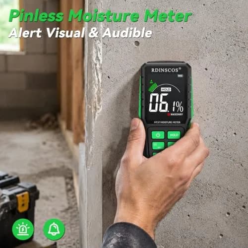 RDINSCOS Pinless Moisture Meter for Wall, Wood, Concrete & Drywall | 19mm Deep Scan, Rechargeable, Color Display thumbnail 3