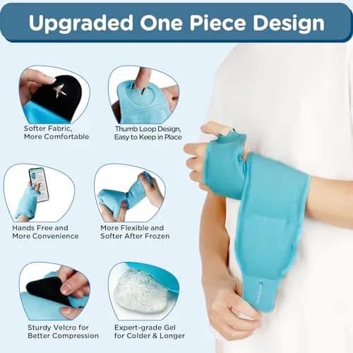 Comfytemp Wrist Ice Pack Wrap for Carpal Tunnel Relief | FSA Approved Reusable Gel Cold Pack (20"x4") thumbnail 3