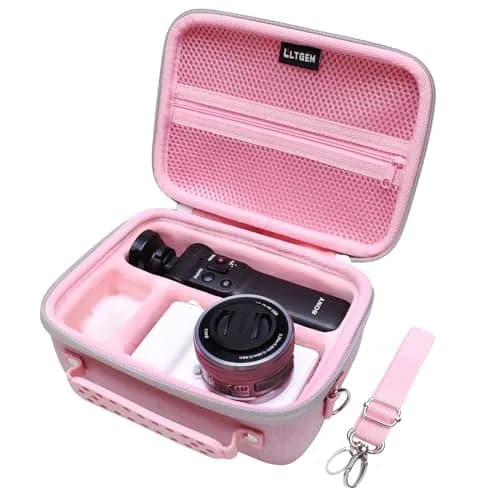LTGEM Camera Case for Sony ZV-E10/ZV-1F/ZV-1/ZV-1 II, Pink, 20cm (8") L x 15cm (6") W x 10cm (4.1") H | Fits Tripod & Mic thumbnail 4