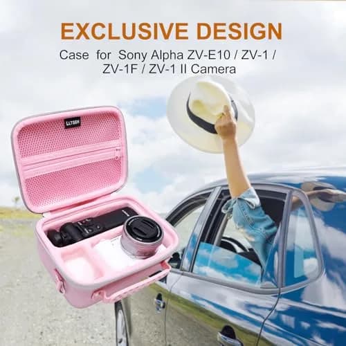 LTGEM Camera Case for Sony ZV-E10/ZV-1F/ZV-1/ZV-1 II, Pink, 20cm (8") L x 15cm (6") W x 10cm (4.1") H | Fits Tripod & Mic thumbnail 8