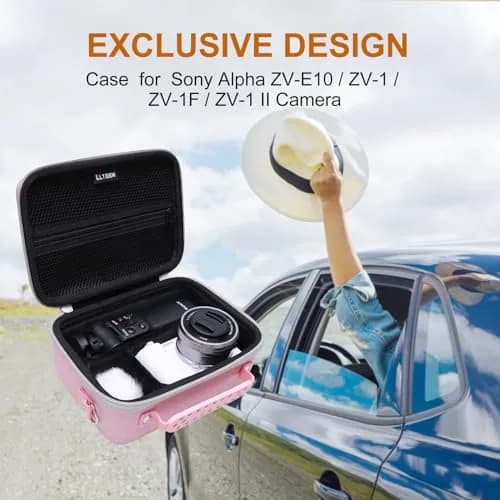 LTGEM Pink+Black Camera Case for Sony Alpha ZV-E10 / ZV-1F / ZV-1 / ZV-1 II Vlog Camera with Shoulder Strap, Fits Accessory Kit, 20cm (8") L – 15cm (6") W – 10cm (4.1") H thumbnail 8