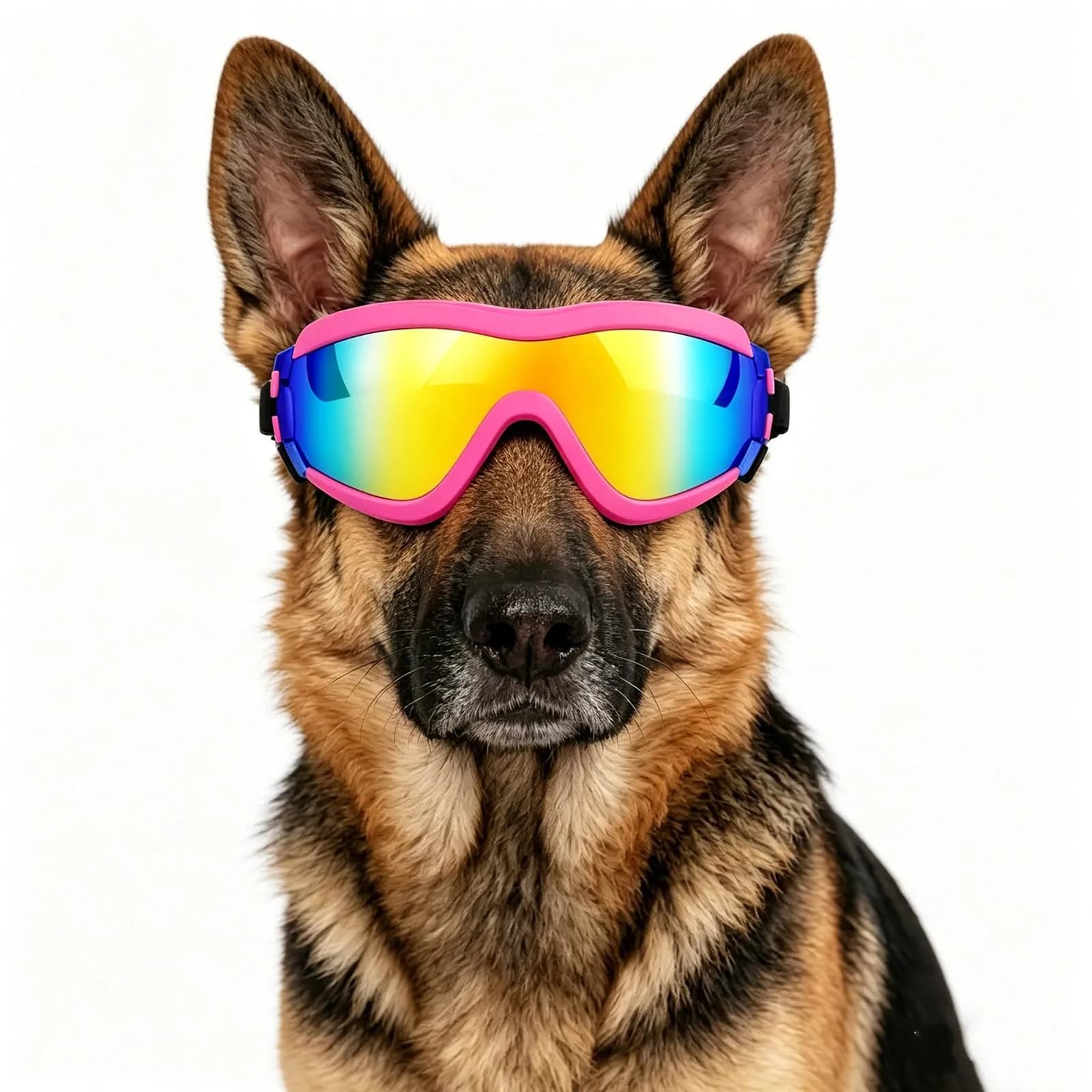 NAMSAN Dog Sunglasses for Medium to Large Dogs, UV Protection Dog Goggles Large Breed, Pink | Adjustable Sporty Eyewear — Cool Pink