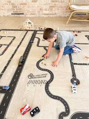 PlayTape Road Tape for Toy Cars 2-Pack | No Residue, 30 ft x 2 in Asphalt thumbnail 8