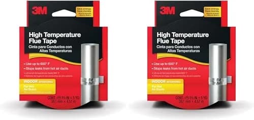 3M High Temperature Flue Tape 1.5 in x 15 ft | Up to 600°F Heat Resistance, Pack of 2 thumbnail 1