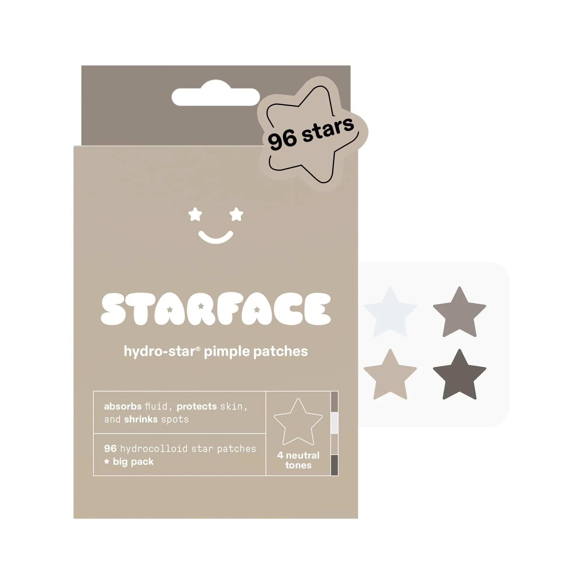 Starface Hydro-Star® Earth Hydrocolloid Star-Shaped Pimple Patch, 96 ct | Fun, Protective & Suitable for Sensitive Skin