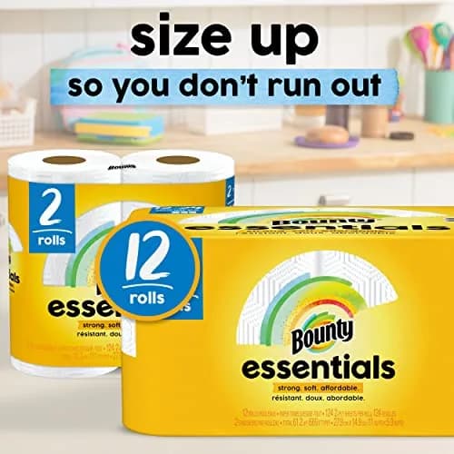 Bounty Essentials Select-A-Size Paper Towels, White, 12 Double Rolls (24 Regular Rolls) | 1488 Sheets Total thumbnail 5