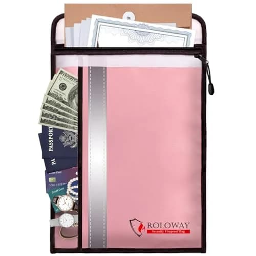 ROLOWAY Fireproof Document Bag 15 x 11 inch | Waterproof & Fire Resistant with 2 Pockets thumbnail 1