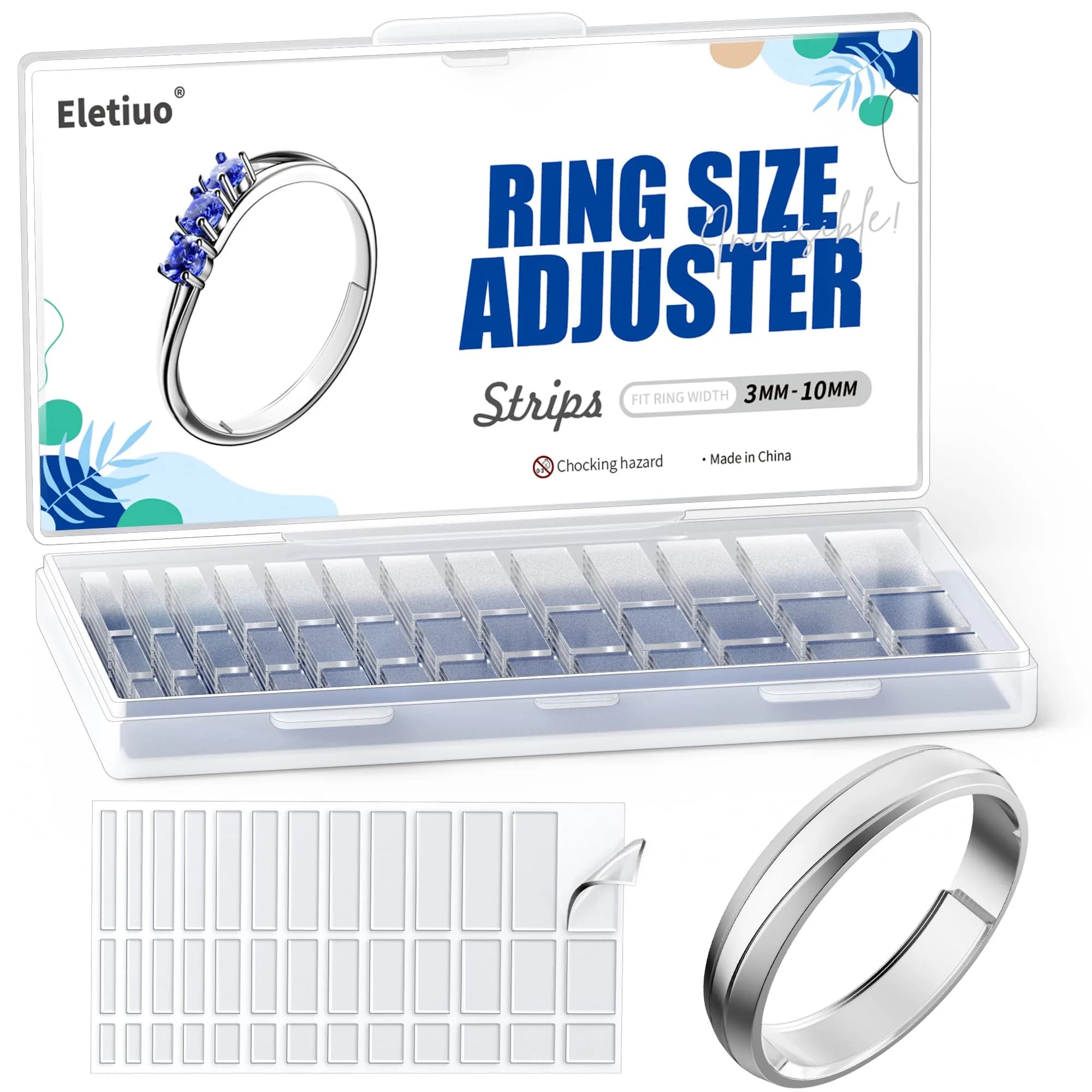 ELETIUO Invisible Ring Size Adjuster for Loose Rings, 234 Pcs Transparent Silicone | Fits Rings 3-10mm Wide - main product image