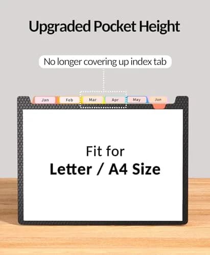 Sooez Accordion File Organizer, 13-Pocket Letter Size | Durable, Expandable, Black with Rainbow Pockets thumbnail 2