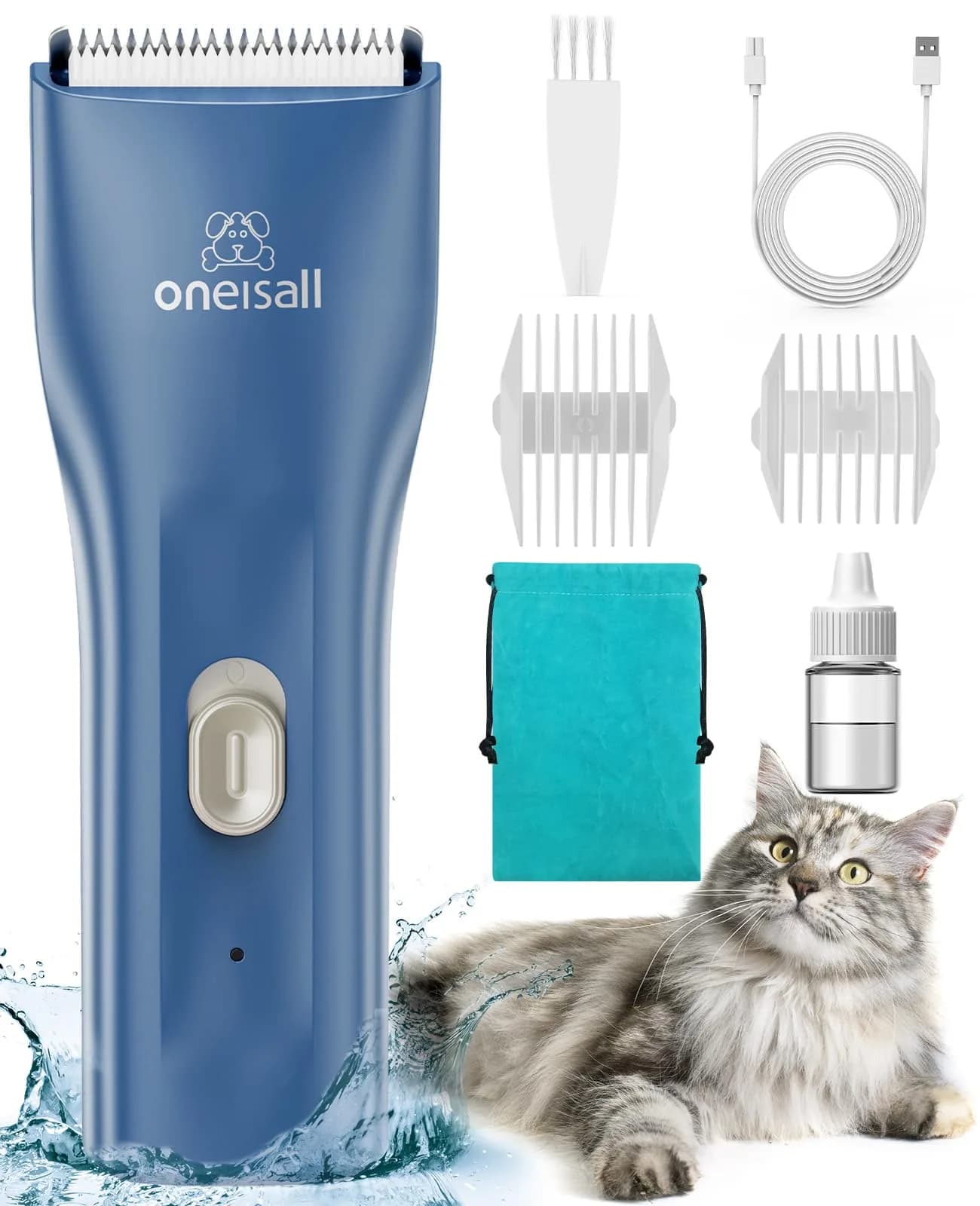 oneisall Pet Clippers for Cat Matted Hair, Quiet Pet Shaver with Storage Bag, 90-Min Runtime - main product image