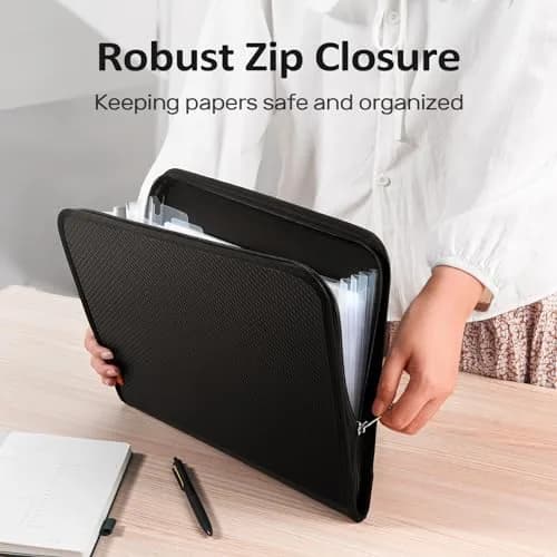 Sooez 7 Pockets Accordion File Organizer, Zipper Expanding Folder A4 | Secure, Durable & Portable Office & School Storage thumbnail 2
