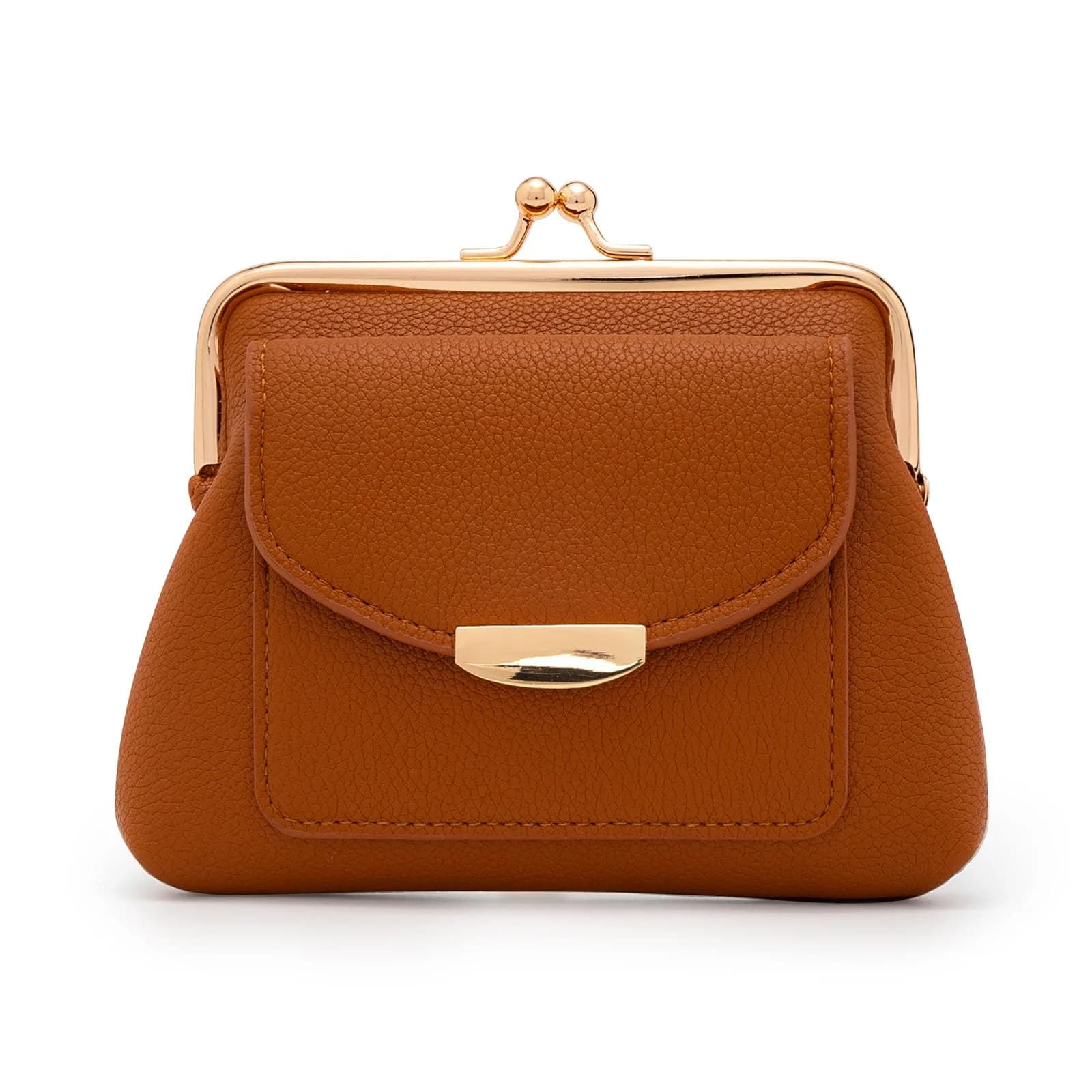 Lavogel Coin Purses with Credit Card Slot Kiss Lock Change Pouch for Women | Vintage Small Wallet — 2-Brown