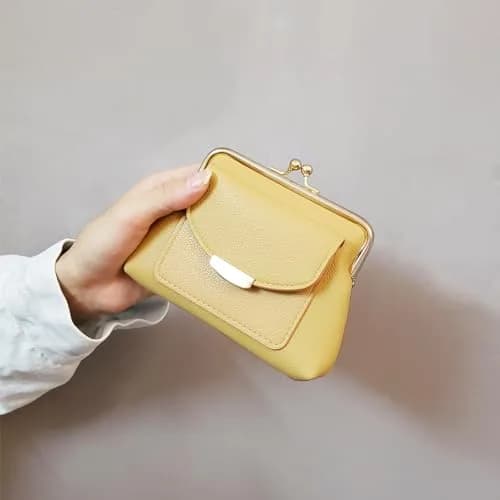 Lavogel Kiss Lock Coin Purse with Credit Card Slot for Women, 16cm (6.3") Yellow | Vintage Style Change Pouch thumbnail 6