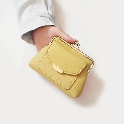 Lavogel Kiss Lock Coin Purse with Credit Card Slot for Women, 16cm (6.3") Yellow | Vintage Style Change Pouch thumbnail 7