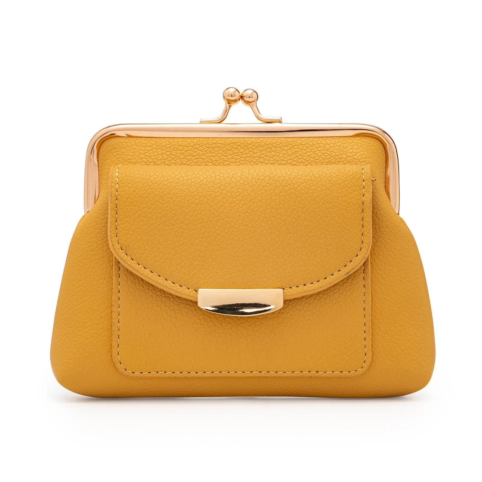 Lavogel Coin Purses with Credit Card Slot Kiss Lock Change Pouch for Women | Vintage Small Wallet — 2-Yellow