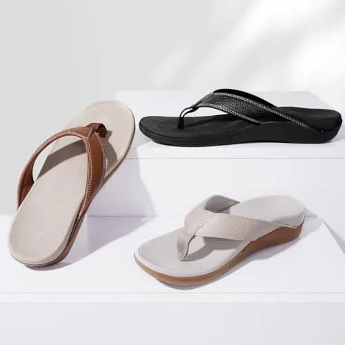 ERGOfoot Orthotic Flip Flops with Arch Support for Men Women Brown 3cm (1.18in) | Supportive Footwear for Flat Feet and Plantar Fasciitis thumbnail 6
