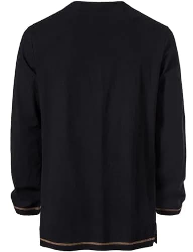 JEMITOP Men's Pure Cotton Vintage Renaissance Costume Shirt Black | Long Sleeve thumbnail 5