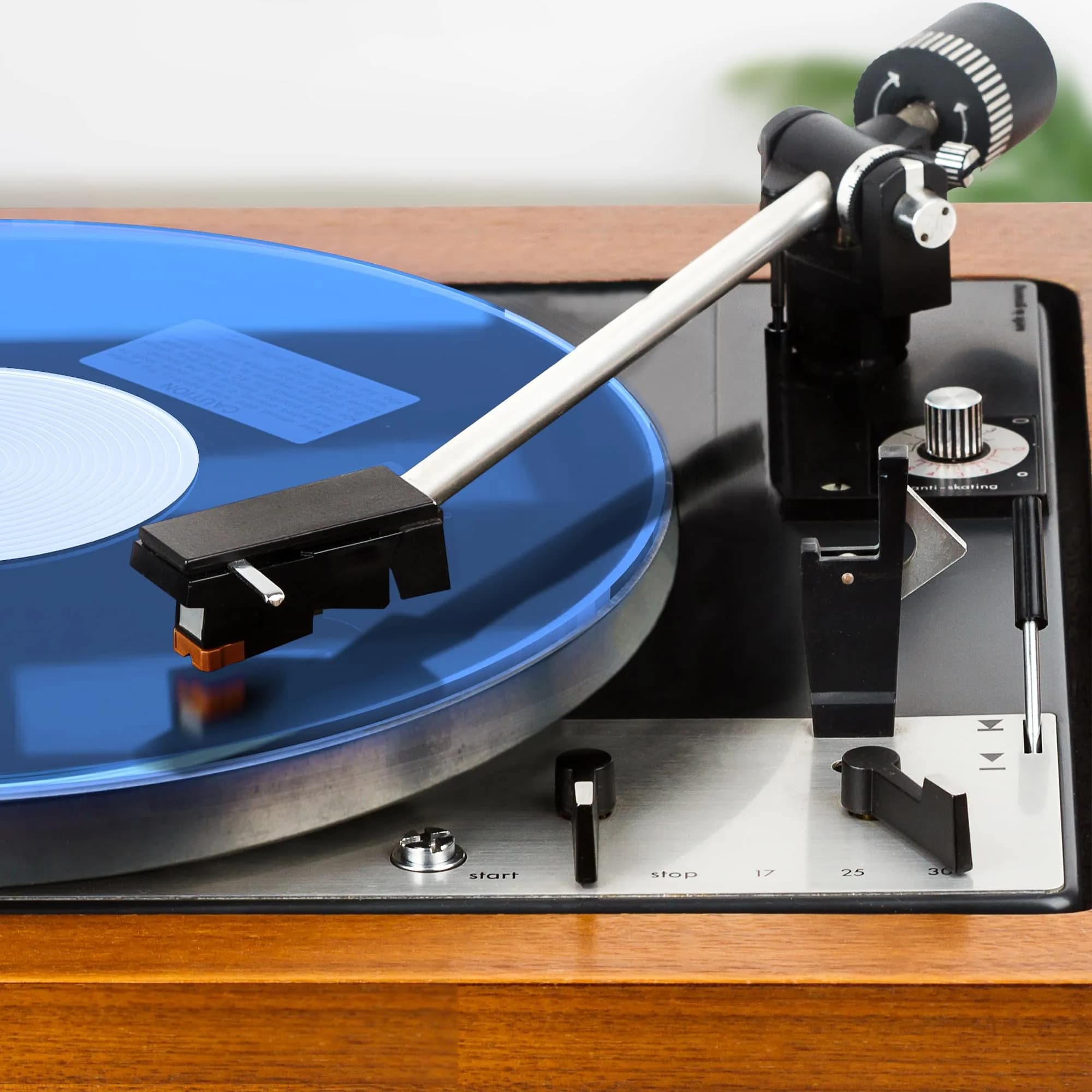 PRO SPIN Clear Acrylic Turntable Mat | 12" Vinyl Slipmat with Static Reduction & Tighter Bass — Blue Acrylic