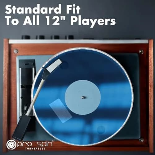 PRO SPIN Blue Acrylic Turntable Mat | 12" Vinyl Slipmat for Vintage Record Player | Anti-Static, Tighter Bass, Modern Style thumbnail 5