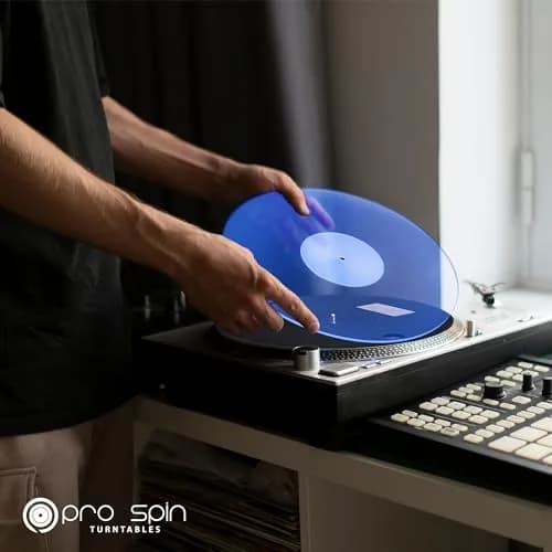 PRO SPIN Blue Acrylic Turntable Mat | 12" Vinyl Slipmat for Vintage Record Player | Anti-Static, Tighter Bass, Modern Style thumbnail 7
