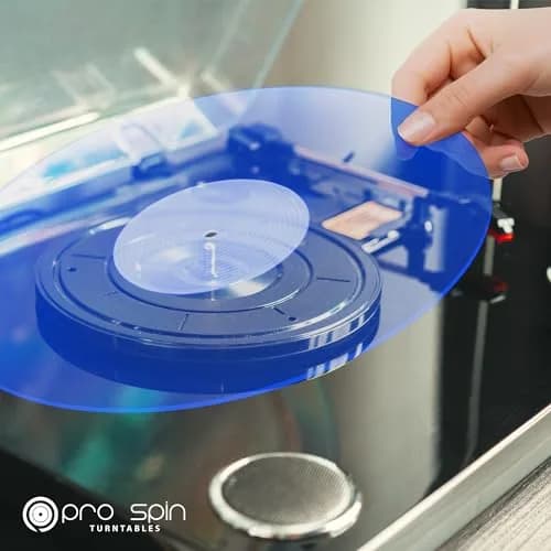 PRO SPIN Blue Acrylic Turntable Mat | 12" Vinyl Slipmat for Vintage Record Player | Anti-Static, Tighter Bass, Modern Style thumbnail 3