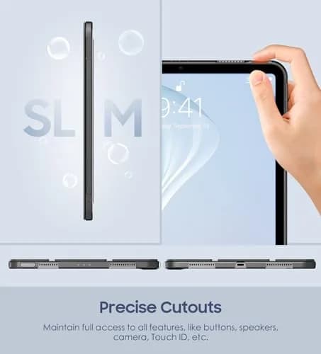 MoKo Case for iPad Air 11 inch M4/M3/M2 2026/2025/2024, Space Gray | Translucent Back, Auto Wake/Sleep, Supports Touch ID & Pencil thumbnail 8