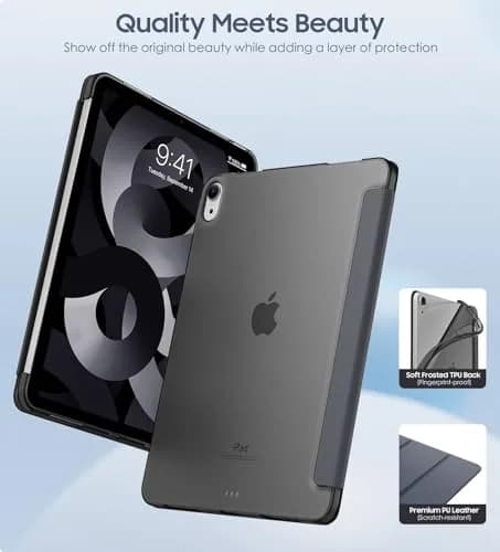 MoKo Case for iPad Air 11 inch M4/M3/M2 2026/2025/2024, Space Gray | Translucent Back, Auto Wake/Sleep, Supports Touch ID & Pencil thumbnail 3