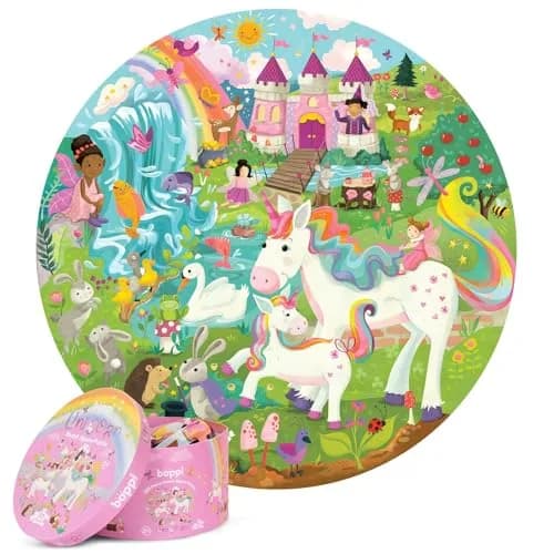 boppi Round 150 Piece Jigsaw Puzzle for Kids 5-8 | Unicorn Fantasy Scene | Eco-Friendly Recycled Cardboard thumbnail 1
