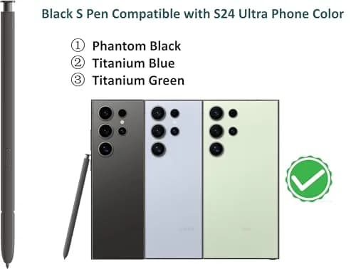 SLQ Replacement S Pen for Samsung Galaxy S24 Ultra 5G with Bluetooth, 4096 Pressure Sensitivity, 5x Tips (Black) thumbnail 3
