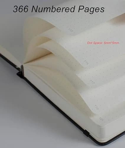VOLINOTE Thick Bullet Notebook 366 Numbered Pages, A5 Dotted Journal 18.3cm x 21.3cm (7.2"x8.4") | Acid-Free Paper for Smooth Ink Flow thumbnail 2