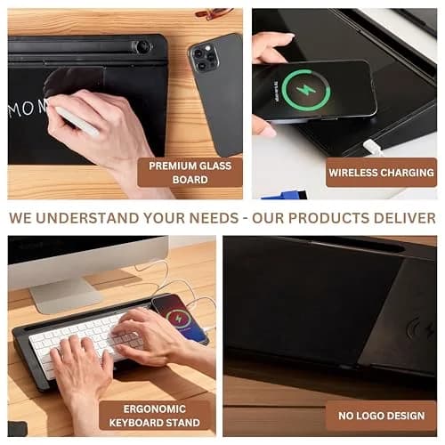 GAROOD White Writing Board with Wireless Charger Adapter | Desktop Glassboard for Office & School thumbnail 3