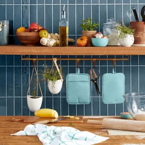 KitchenAid Ribbed Soft Silicone Pot Holder 2-Pack Set, Mineral Water Aqua, 18cm (7") x 23cm (9") | Heat Resistant Up to 260°C (500°F) thumbnail 2