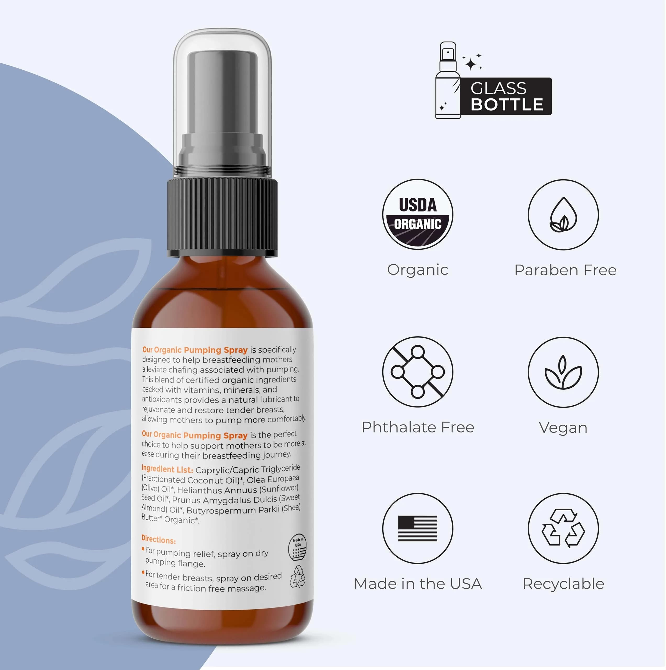 Motherkind Organics Pumping Spray Lanolin-Free USDA Organic 2 oz | Soothing Relief for Pumping Moms thumbnail 2