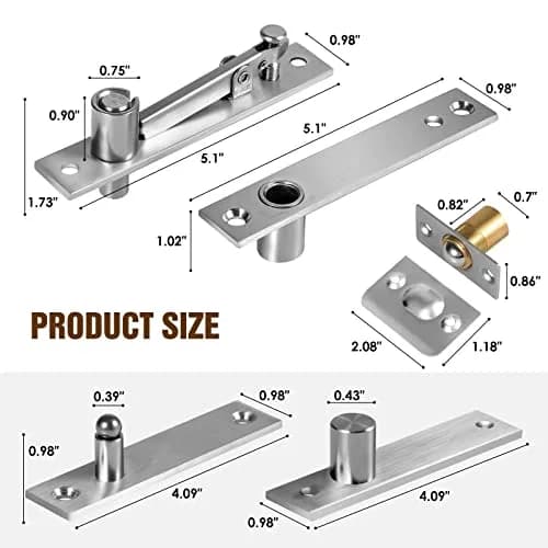 SKMYL Heavy Duty Hidden Pivot Hinge, 360° Rotation for Bookshelf Door, 220 lb Capacity (2-Pack, Stainless Steel) thumbnail 5