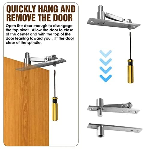 SKMYL Heavy Duty Hidden Pivot Hinge, 360° Rotation for Bookshelf Door, 220 lb Capacity (2-Pack, Stainless Steel) thumbnail 7