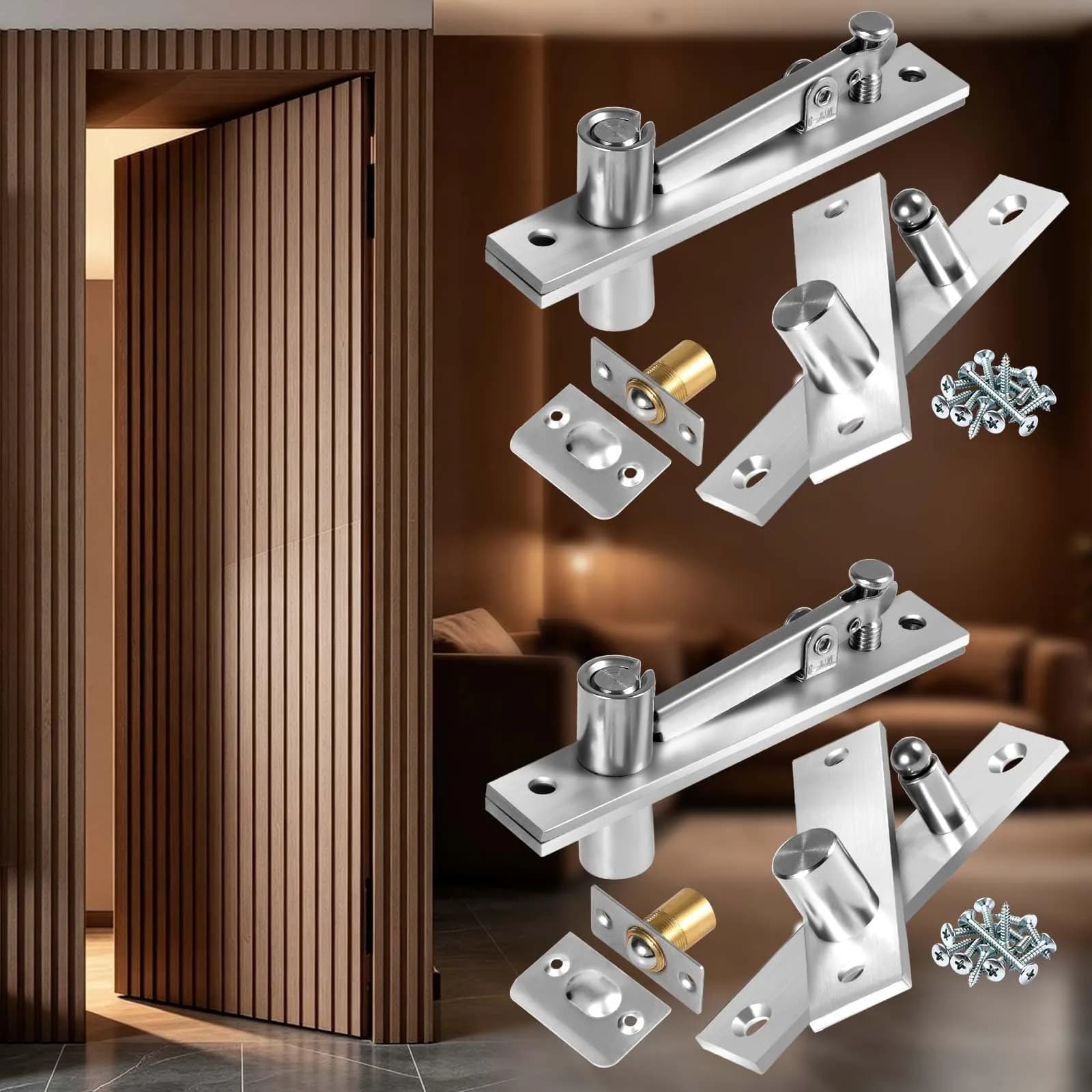 SKMYL Heavy Duty Hidden Door Hinge Pivot Hinge 10.9 cm (4.3 in) 220 lb Capacity | Concealed Door Hardware Kit for Secret Rooms — Side Mount 220 lbs 2 set