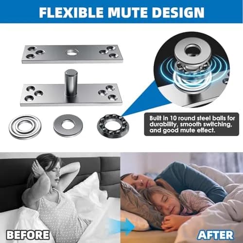 SKMYL Heavy Duty Hidden Pivot Hinge for Bookshelf Doors, Center Mount 220 lbs (99.8 kg) Capacity | Invisible Rotation Hardware Kit thumbnail 7