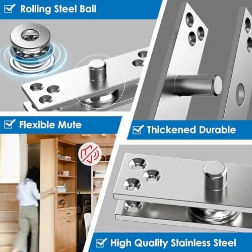 SKMYL Heavy Duty Hidden Pivot Hinge for Bookshelf Doors, Center Mount 220 lbs (99.8 kg) Capacity | Invisible Rotation Hardware Kit thumbnail 2